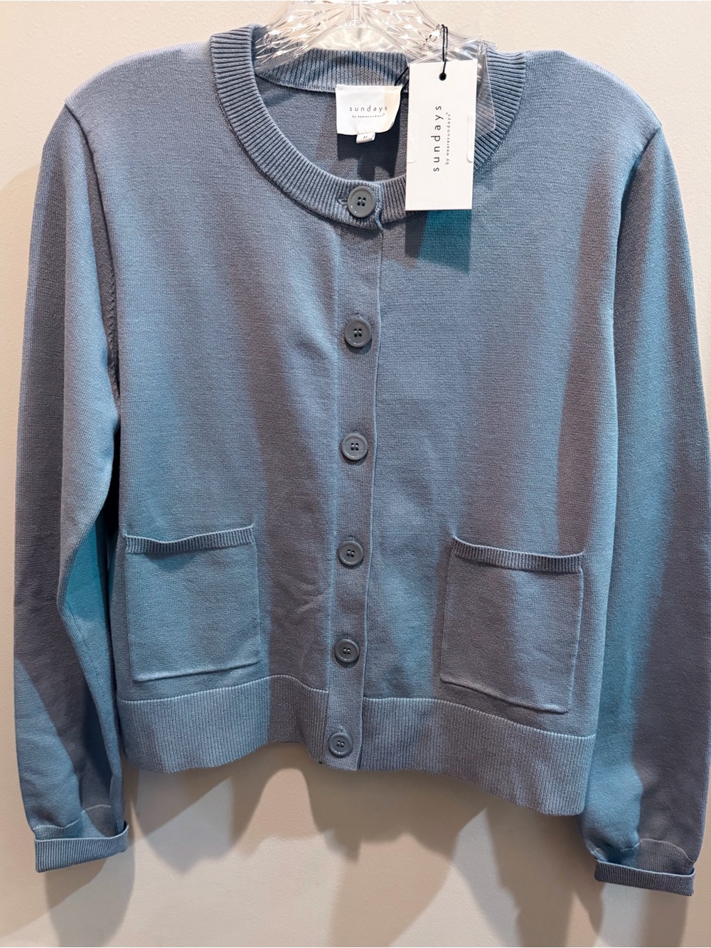 sundays Dusty Blue Nora Button-Up Pocket Cardigan-M